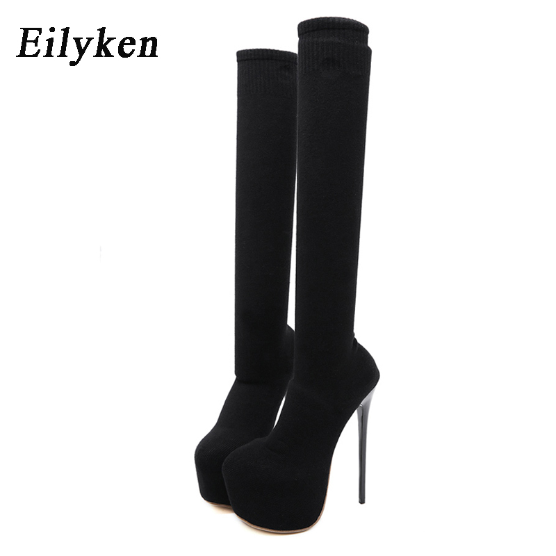 Eilyken 17CM Platform Heels Wo - Knee High Sock Women 评论和价格