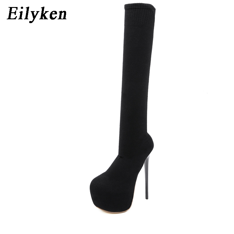 Eilyken 17CM Platform Heels Wo - Knee High Sock Women 评论和价格